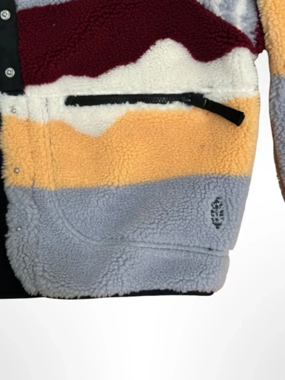 FP MOVEMENT FREE PEOPLE Hit The Slopes Fleece Jacket in Papaya Combo Size S NWOT - Picture 4 of 7